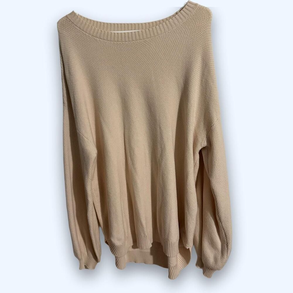 Merokeety Pullover Men XXL Cream Slouchy Oversized Knit Sweater Top Casual